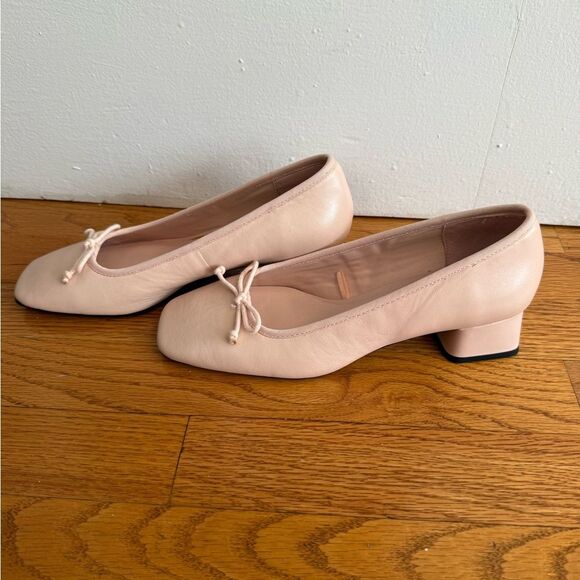 Zara Leather Block‑Heel Ballerina Flats with Bow – Size 6– NWOT - Picture 3 of 6